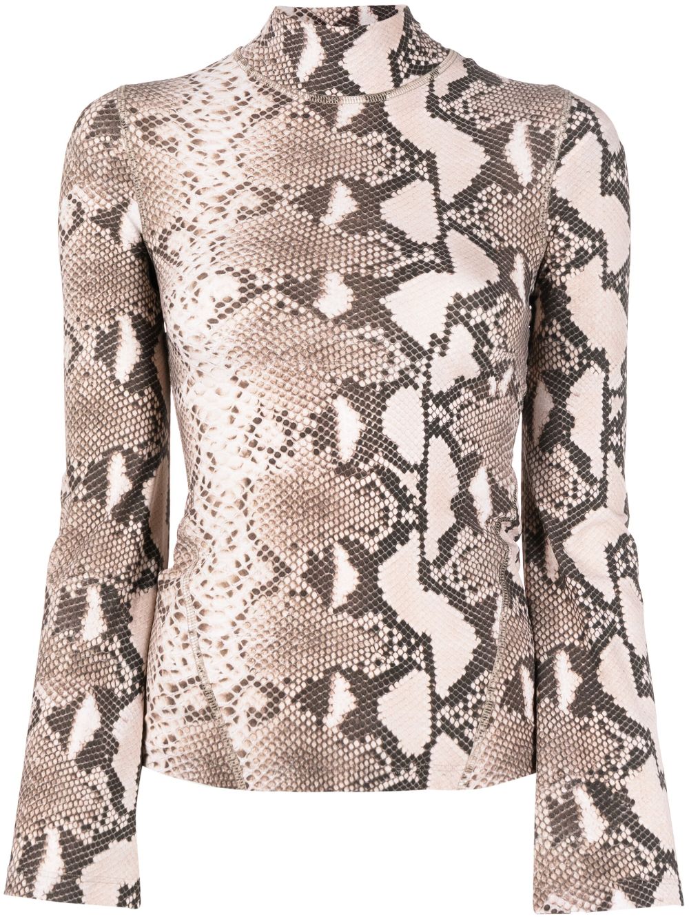 Leopard-print high neck top - Brown