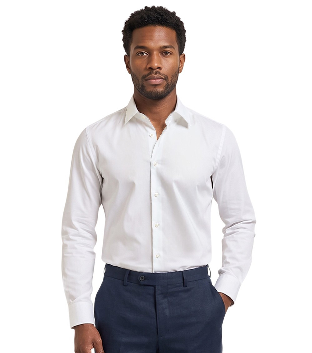 White Slim Fit Cotton Shirt