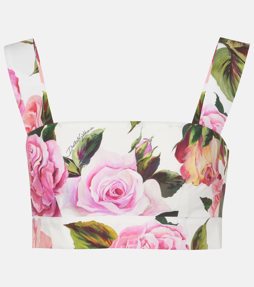 Floral cotton poplin crop top