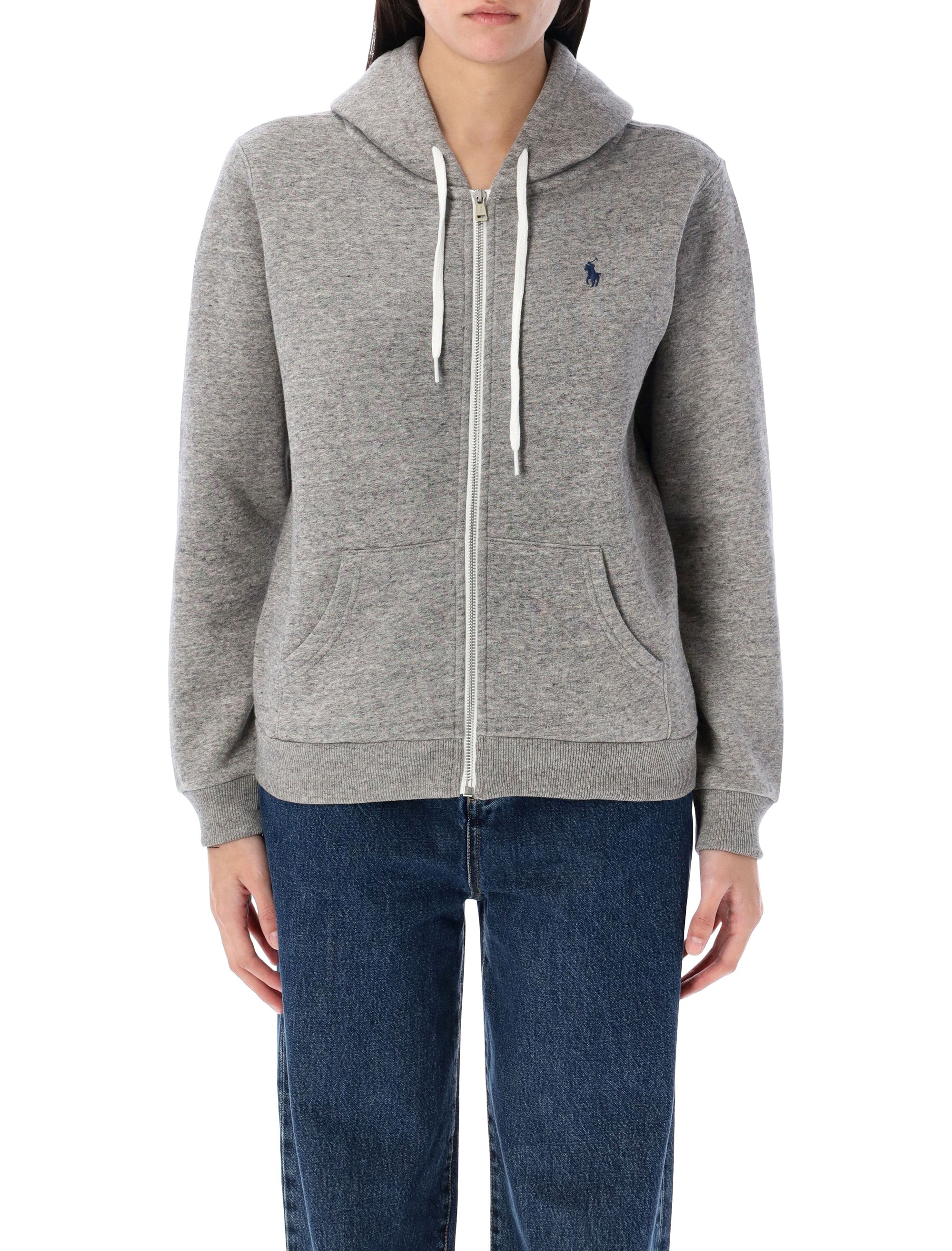 Cotton-Blend Full-Zip Hoodie for Women - Relaxed Fit