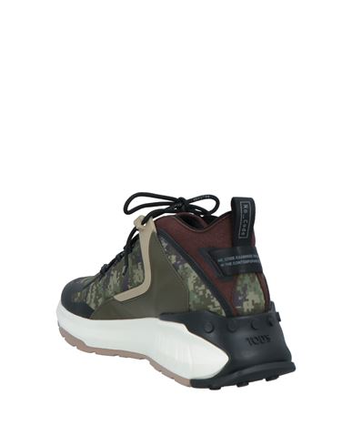 Tod's No_code Man Sneakers Military green Size 6.5 Leather, Textile fibers