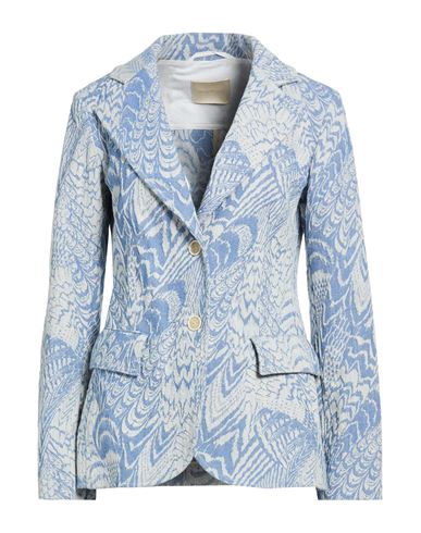 Momoní Woman Blazer Light blue Size 8 Cotton, Polyester