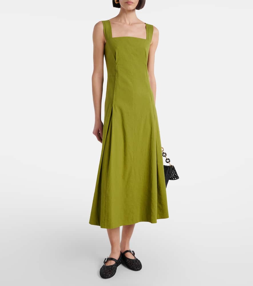 Linen-blend midi dress