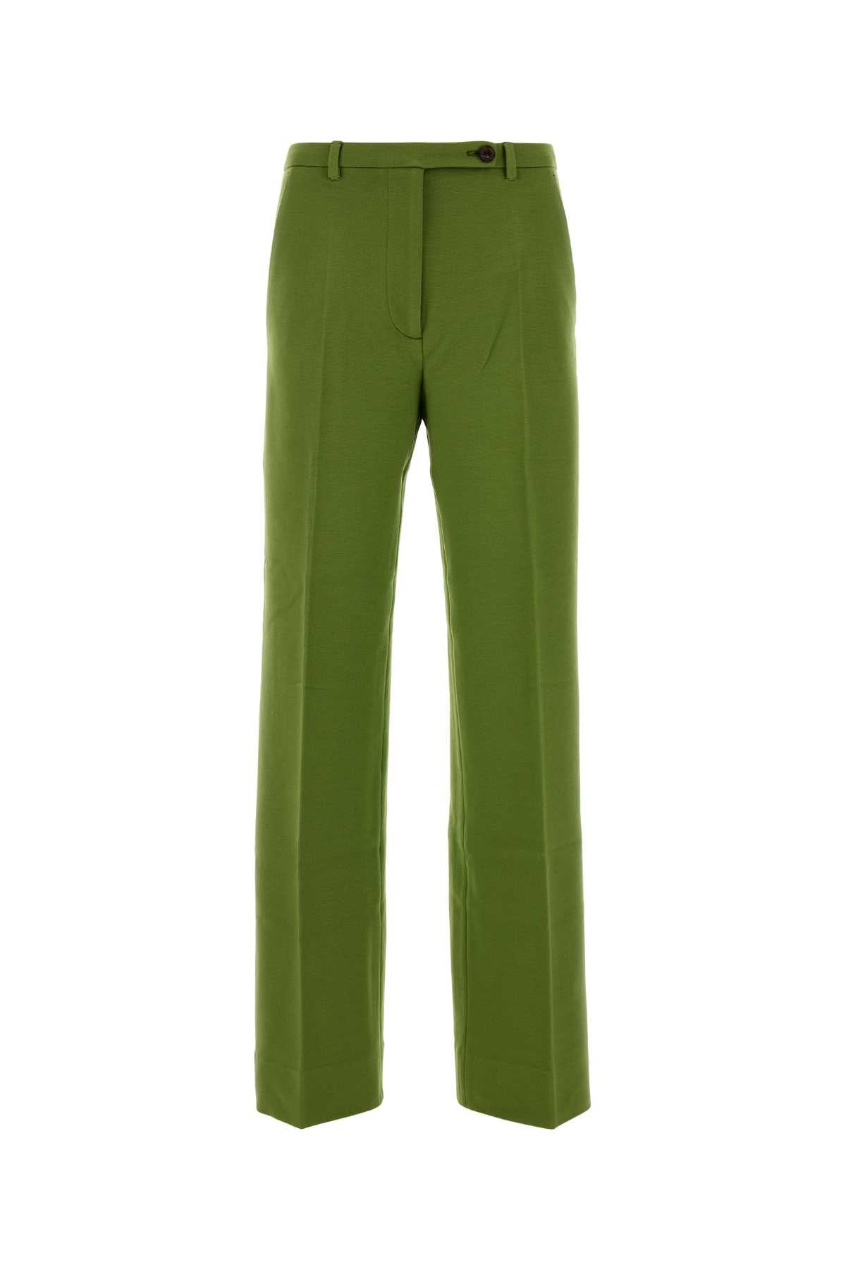 Viscose-Blend Trousers — Green