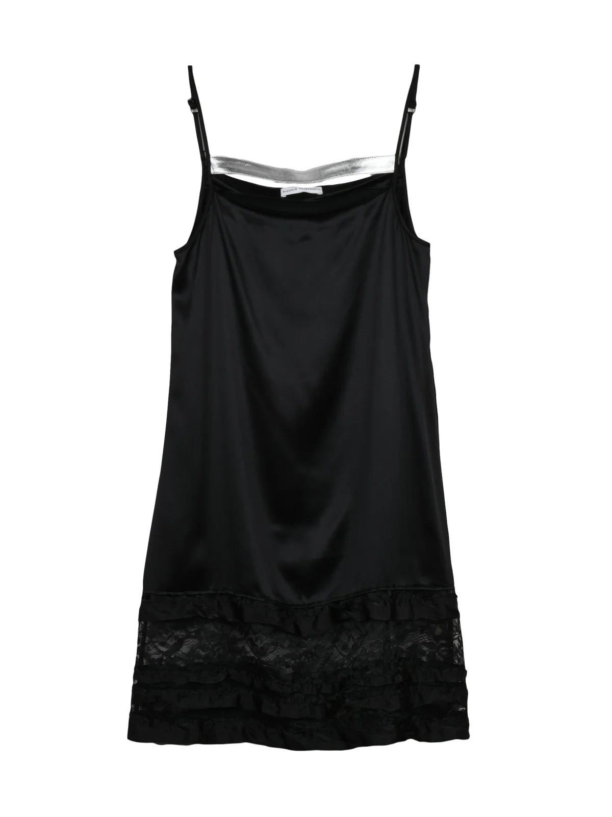 Black Lace Ruffled Silk Baby Doll Mini Dress