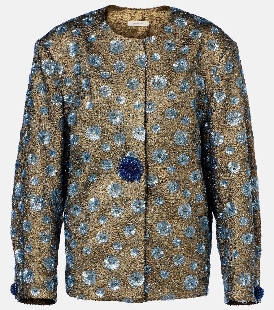 Floral sequined oversized jacket