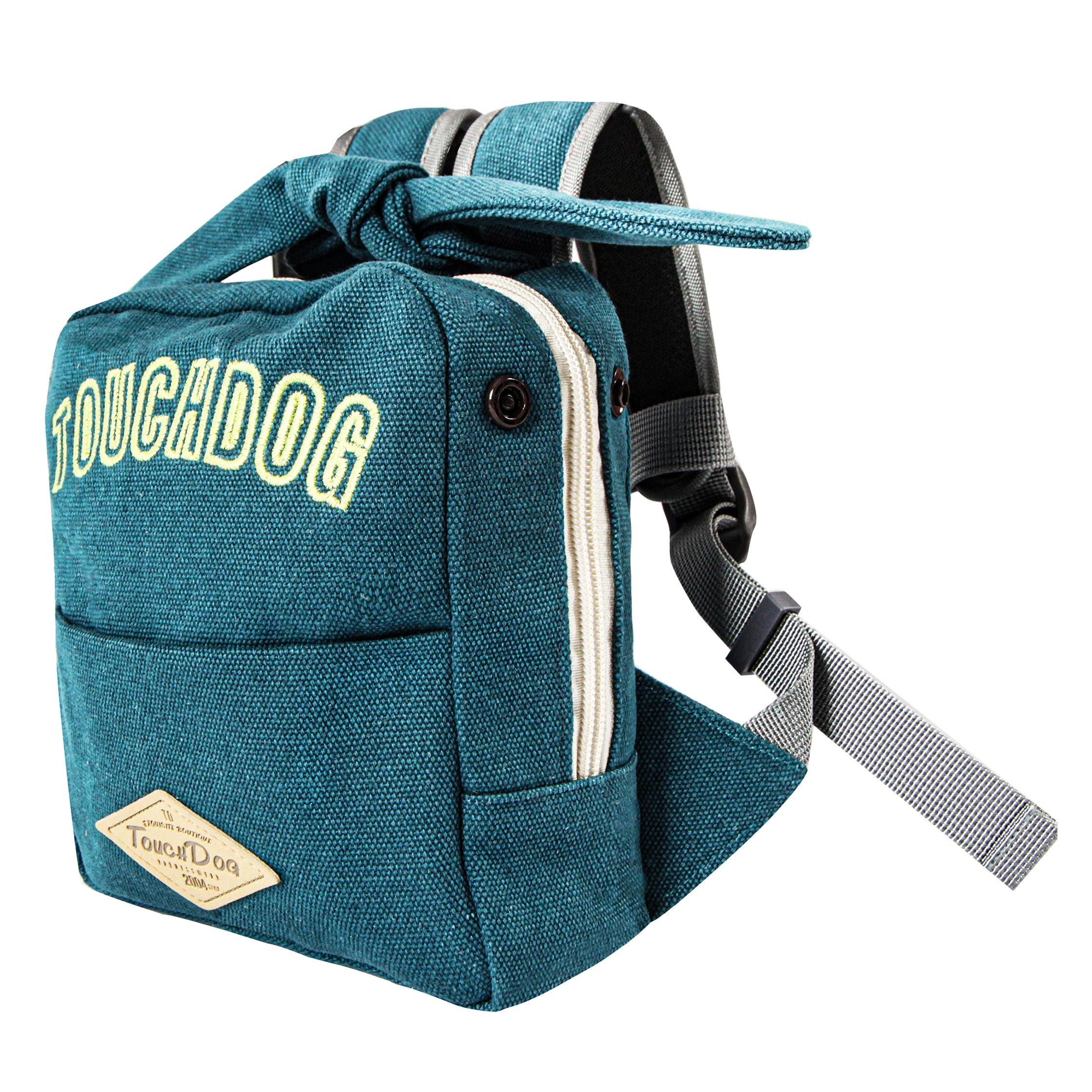 Navy Large-Pocketed Zippered Duffle Dog Backpack and Harness
