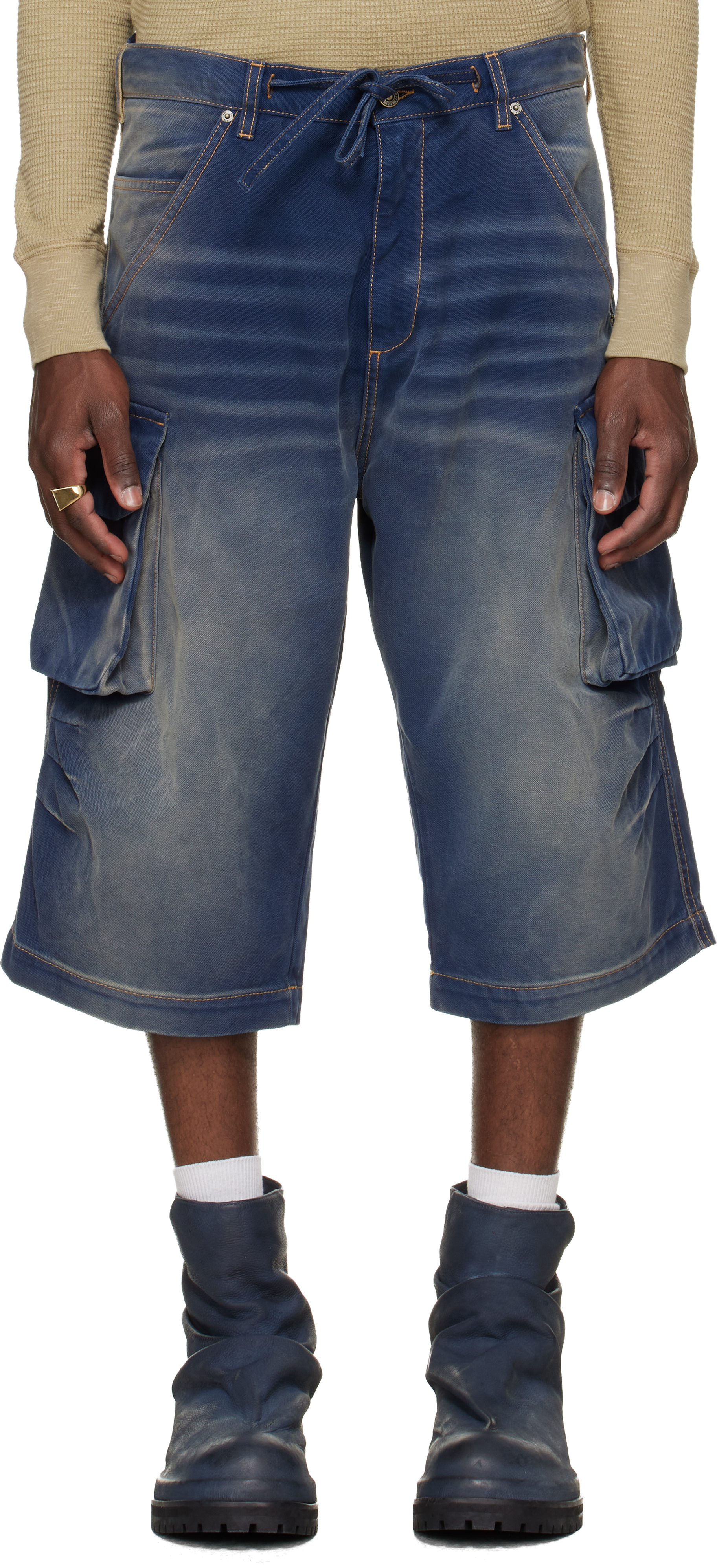 Navy Camo Bermudas Cargo Shorts