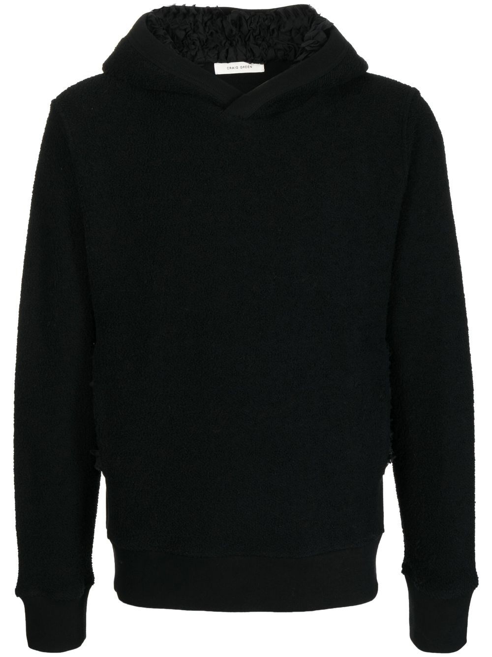Ruched-detail long-sleeved hoodie - Black