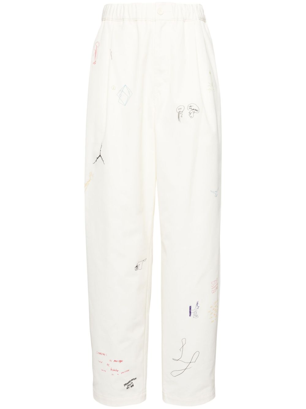 Sketch-style printed trousers - Neutrals