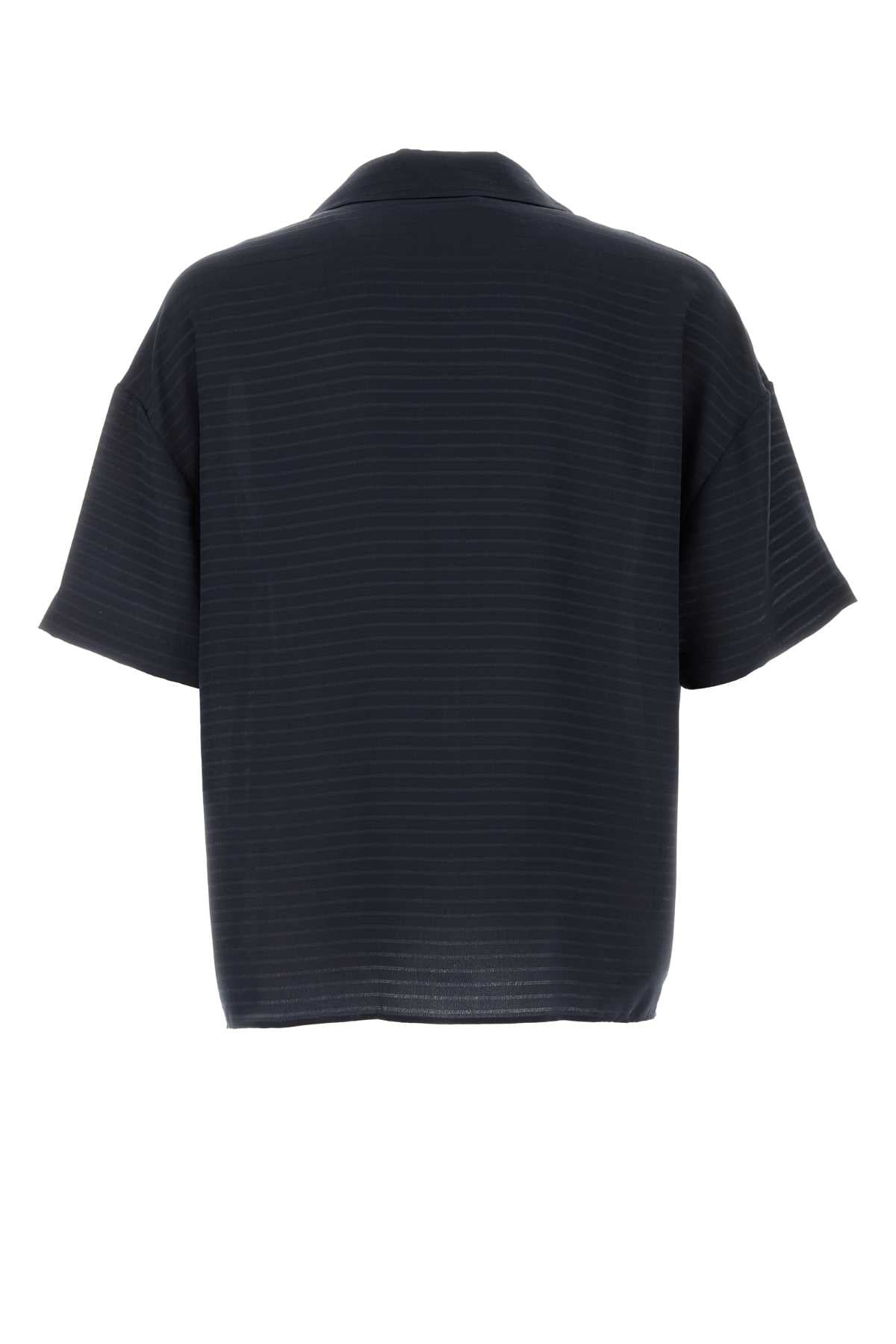 Saint Laurent Navy Blue Silk Oversize Polo Shirt