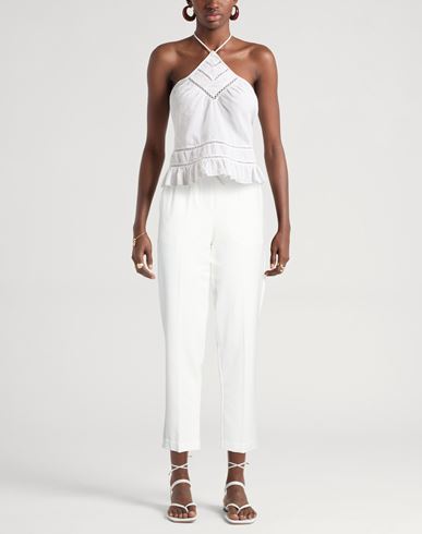 Woman Pants White Size 6 Cotton, Lycra