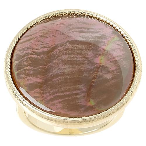 Wren Round Shell Solitaire Ring - Caramel MOP