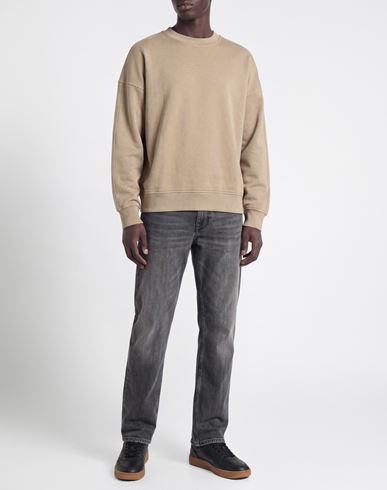 Man Sweatshirt Taupe Size L Cotton, Elastane