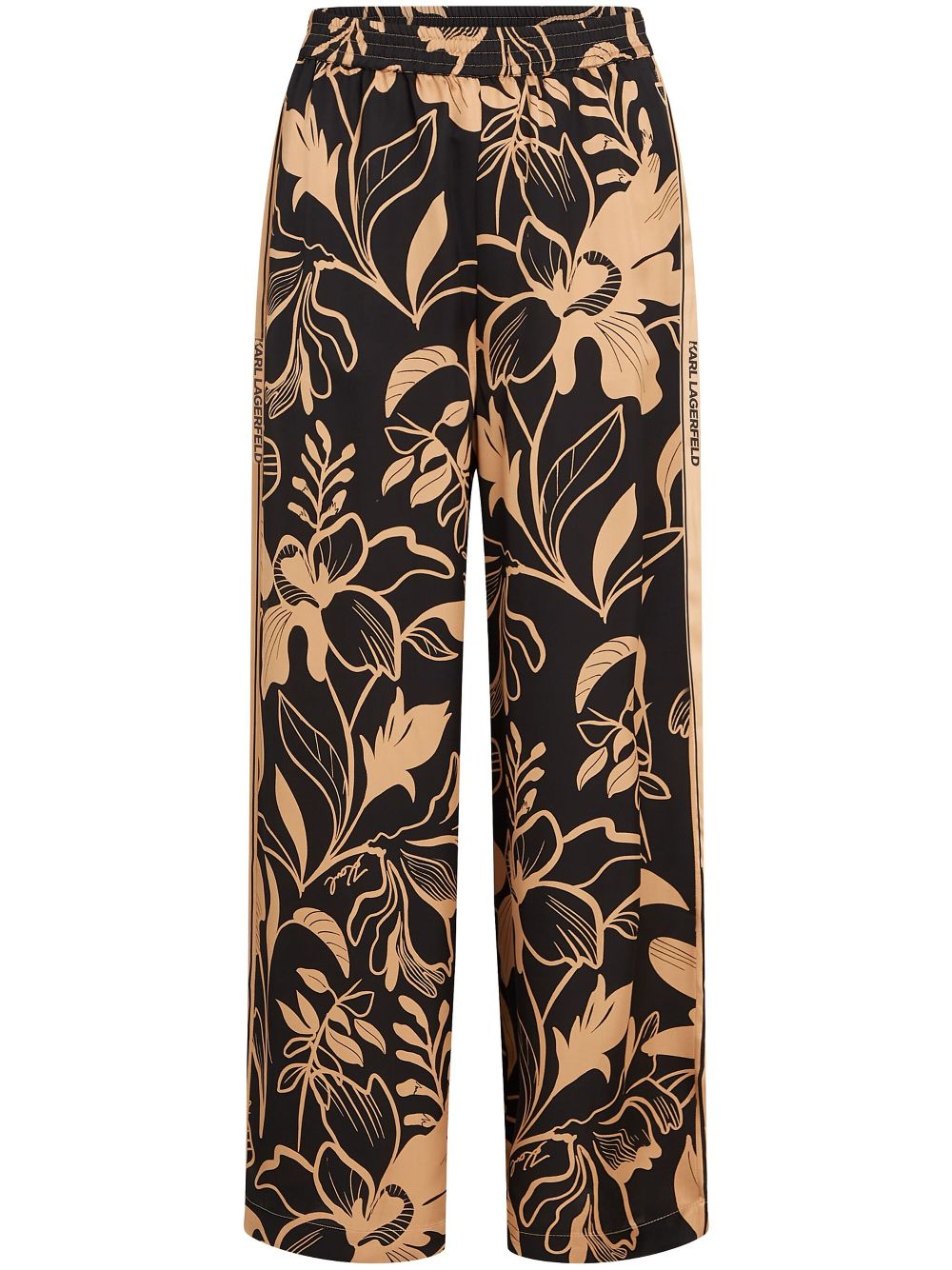 Printed wide-leg trousers - Black