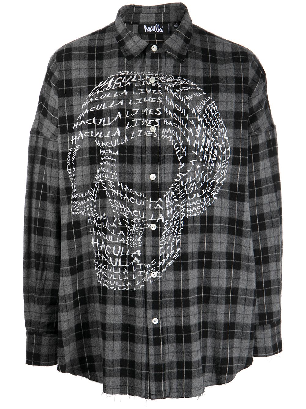 Slogan-print skull shirt - Grey