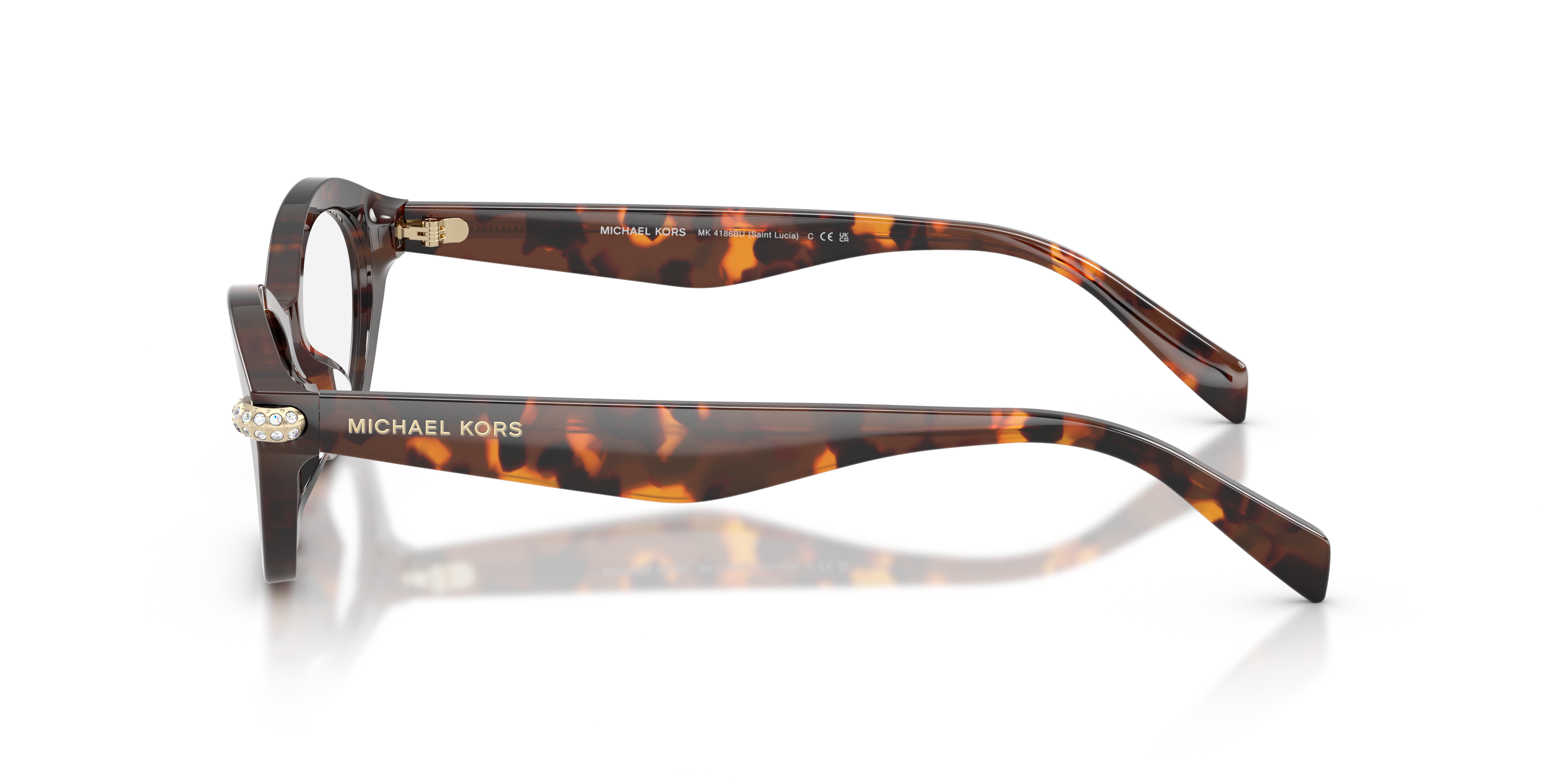 Michael Kors Mujer Michael Kors MK4186BU SAINT LUCIA 4031 Monturas ópticas Acetato Tortuga Transparente Redonda Norma