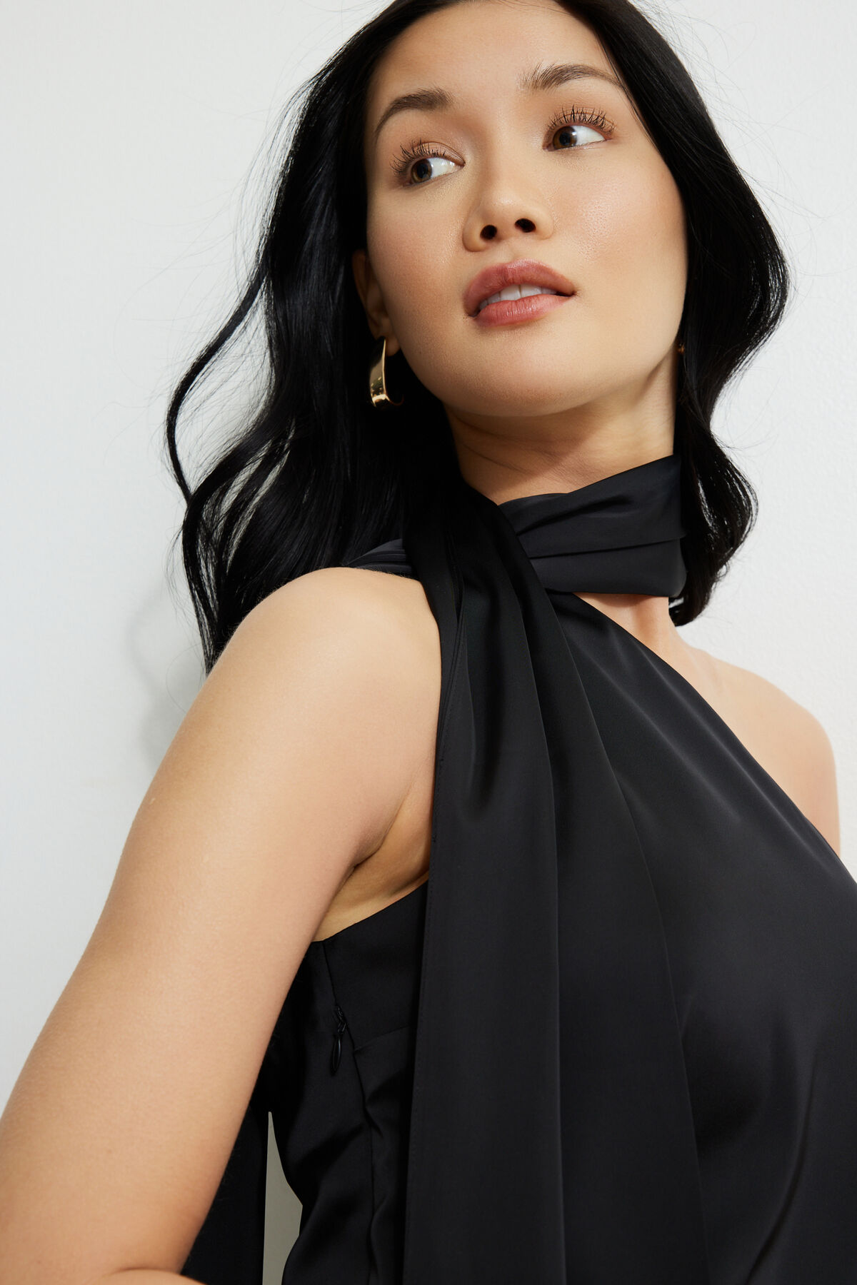 Neck Scarf Satin Top