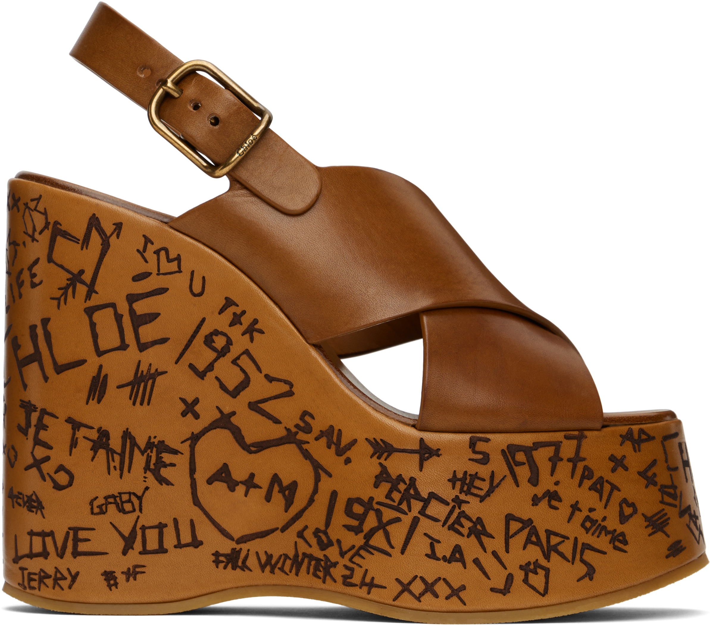 Chloé Brown Maxime Wedge Sandals