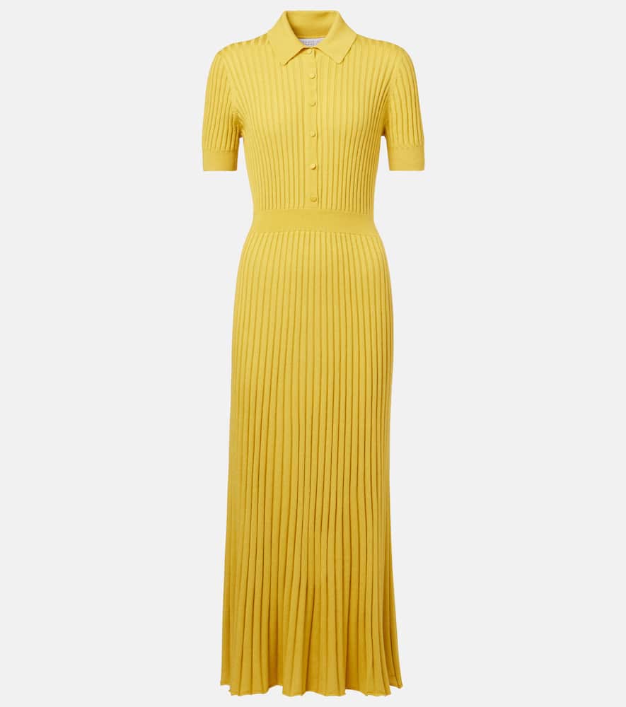 Pleated cashmere and silk polo dress