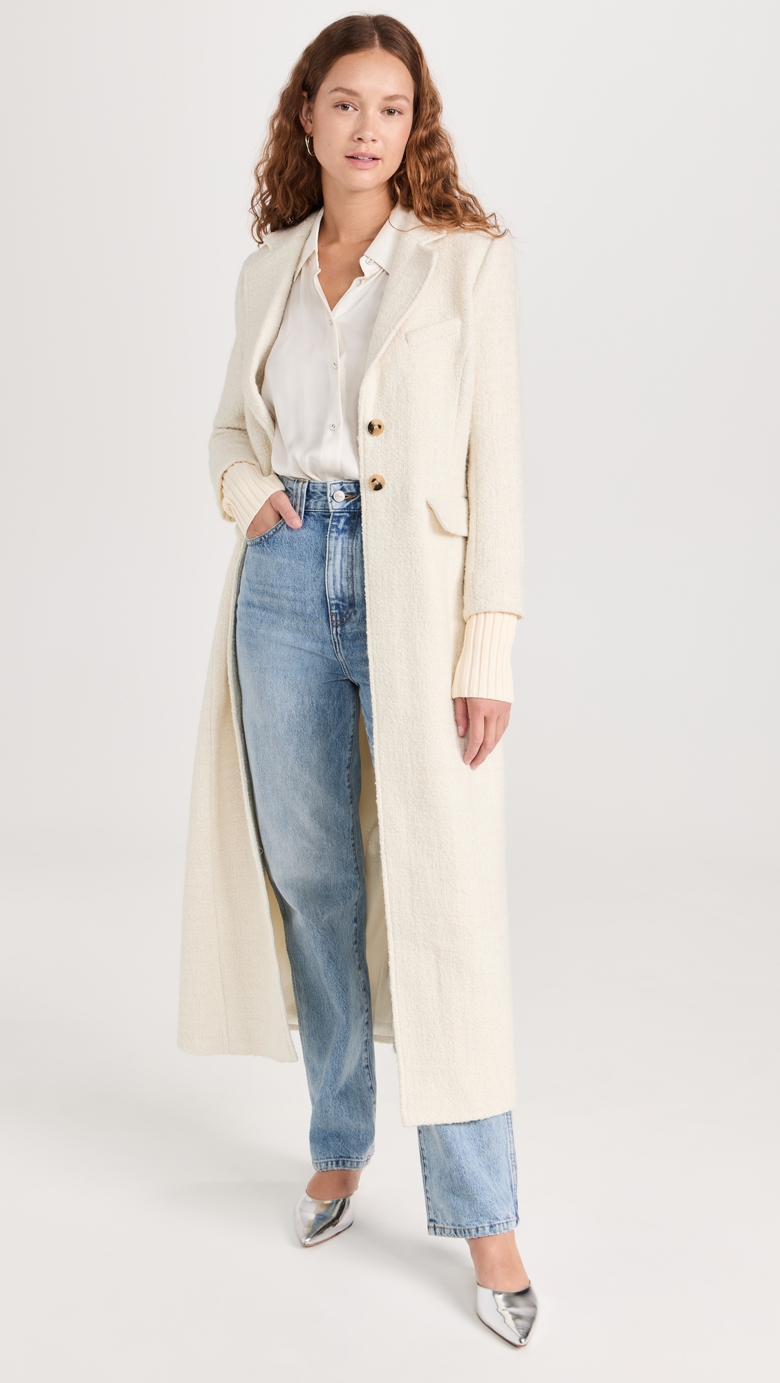 The City Coat White Boucle