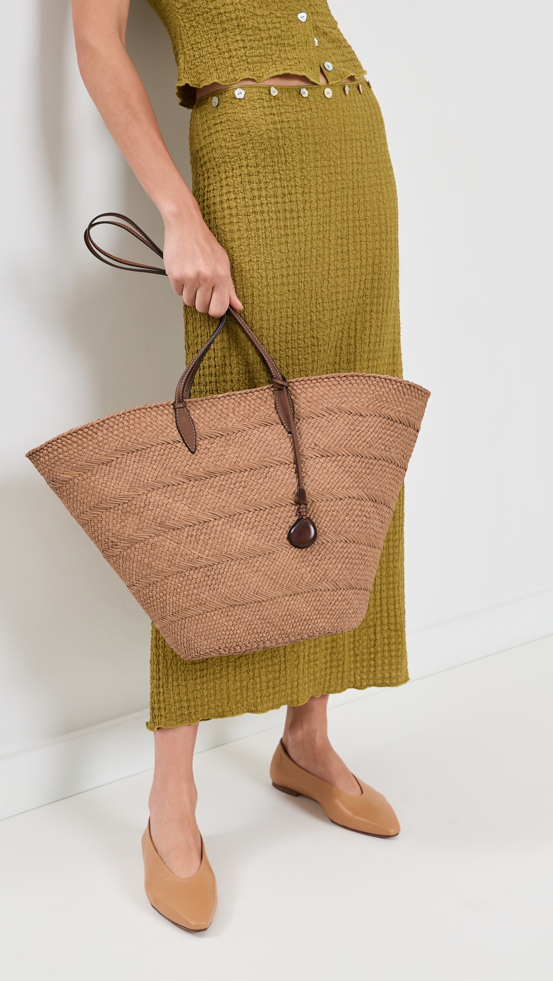 The Large Trapeze Basket Tote Bag Nuez/Cognac One Size