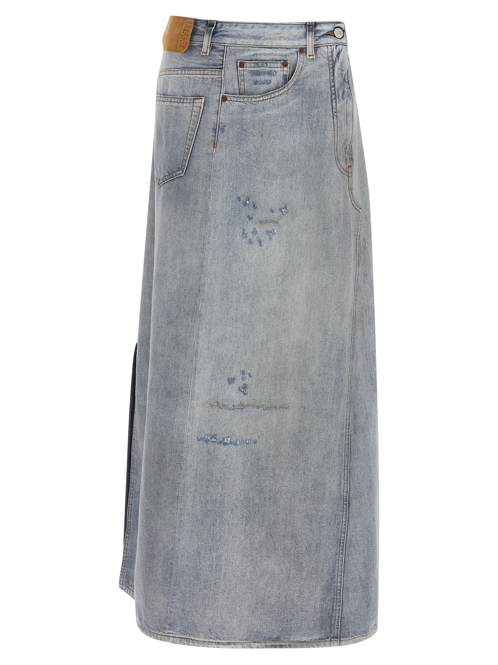 Distressed Denim Skirt — Blue