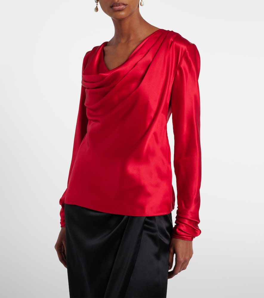 Draped silk satin top