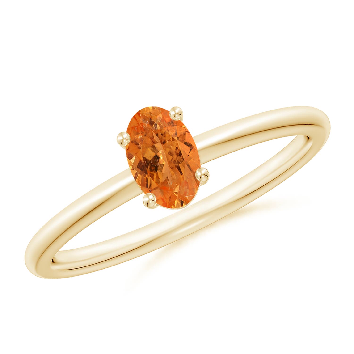 Angara 0.59 Carat Classic Solitaire Oval Spessartite Promise Ring in 14K Yellow Gold