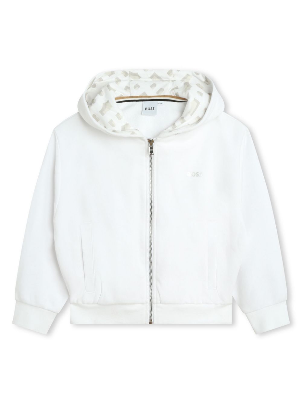 Logo-print zipped hoodie - White
