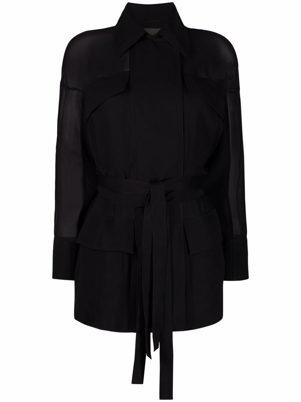 Tie-fastening shirt jacket - Black