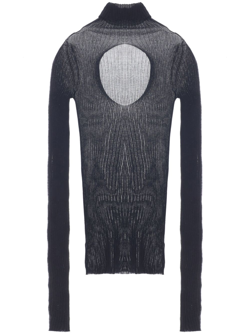 High-neck ribbed-knit jumper - Black