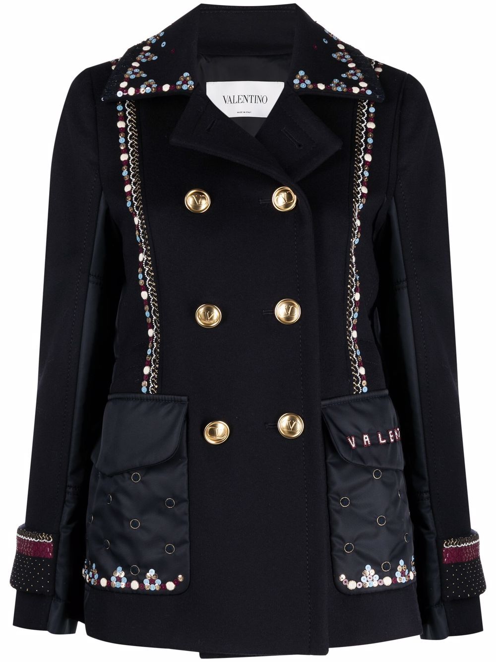 Valentino Garavani double-breasted embellished jacket - Blue