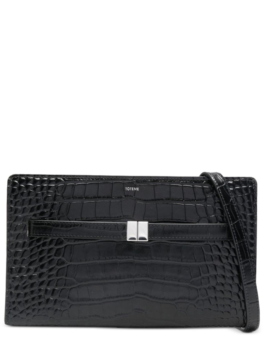 Embossed Crocodile Leather Shoulder Bag
