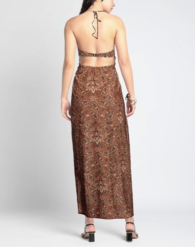 4giveness Woman Maxi dress Brown Size L Polyester, Elastane, Polyamide