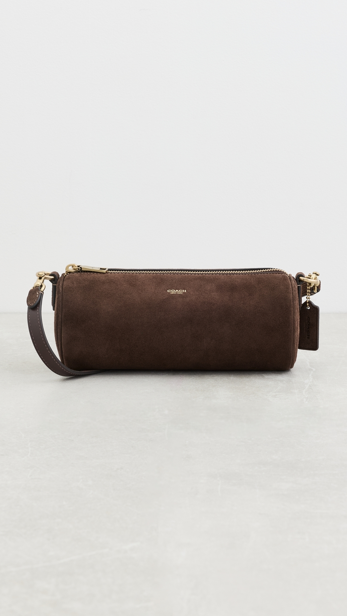 Suede Barrel Bag Dark Chocolate One Size