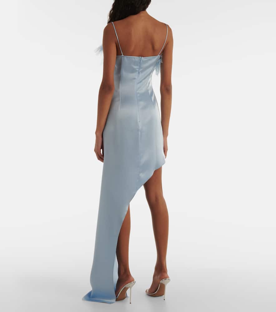 David Koma Asymmetric feather-trimmed cocktail dress