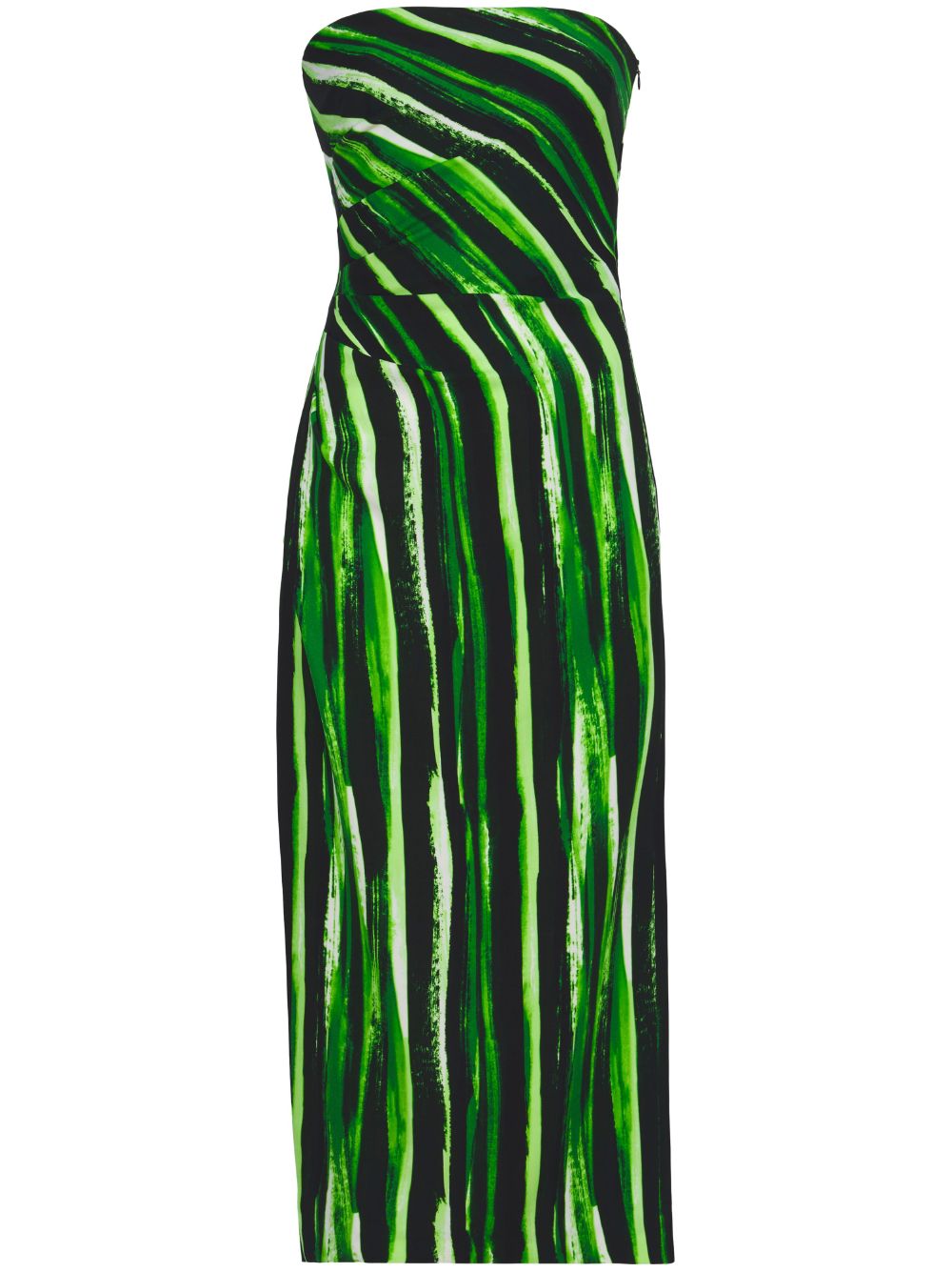 Graphic-print strapless midi dress - Green