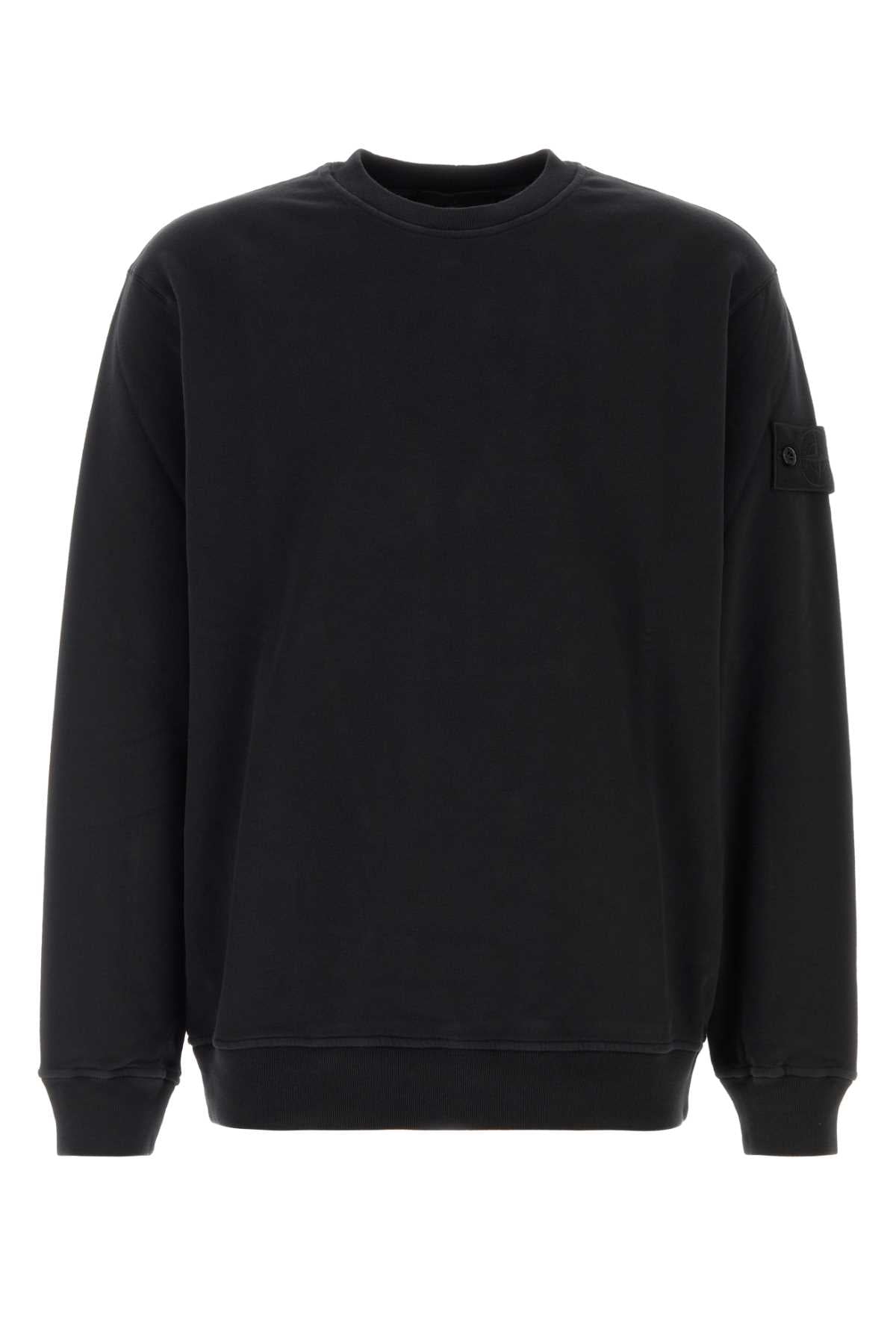 Cotton-Blend Crew Sweatshirt — Black