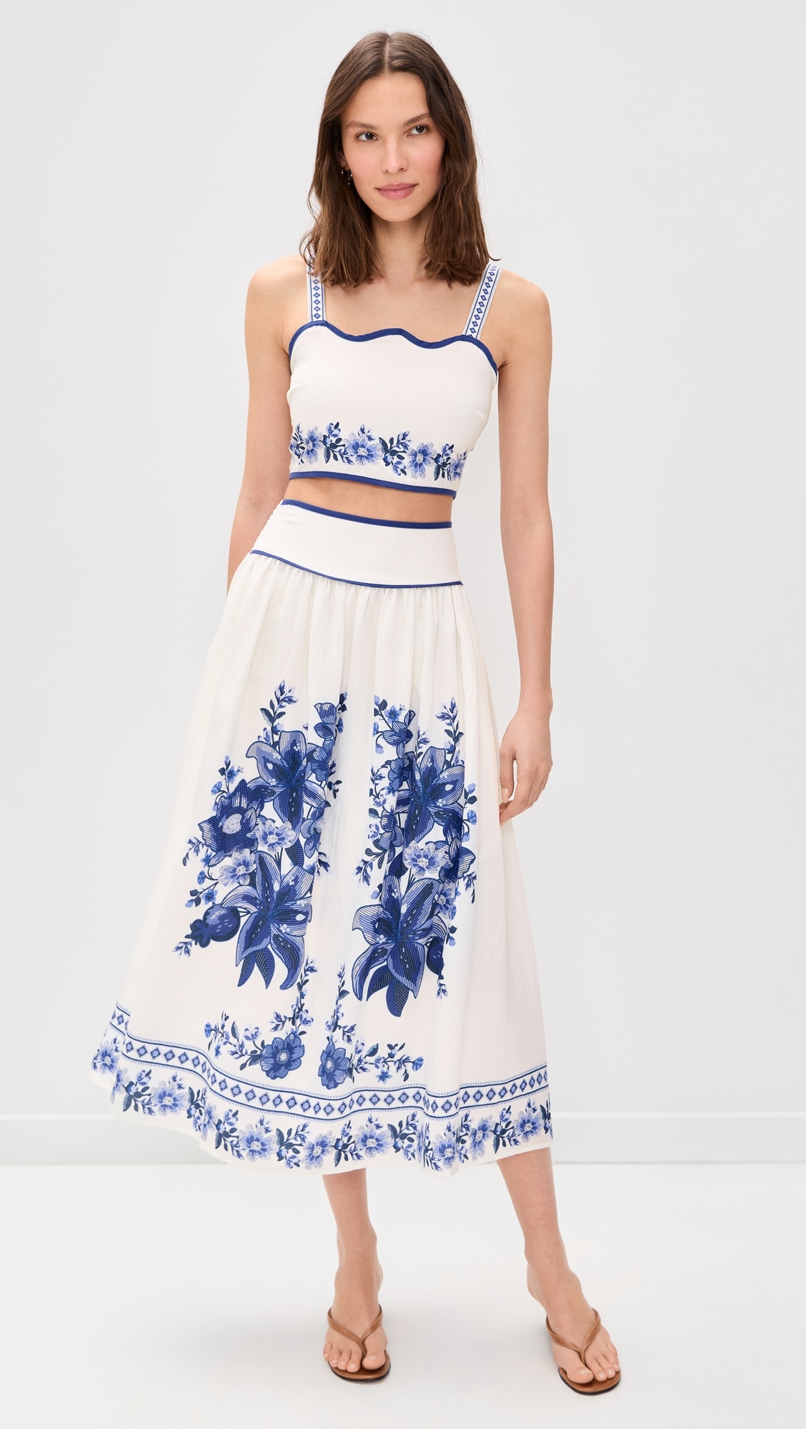 Floral Midi Skirt Off White Multi