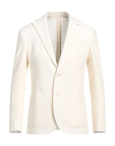 L. b.m. 1911 Man Blazer Cream Size 36 Virgin Wool, Nylon, Viscose