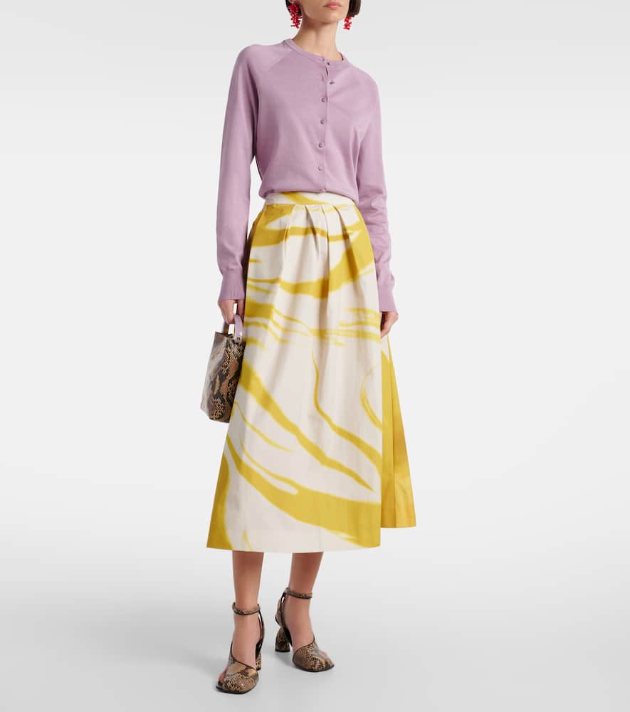 Printed cotton midi skirt
