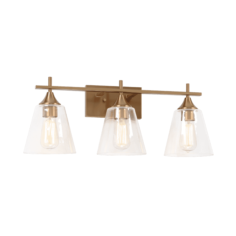 Aged Gold Brass Three Light Wall Sconce from the Hollis Collection