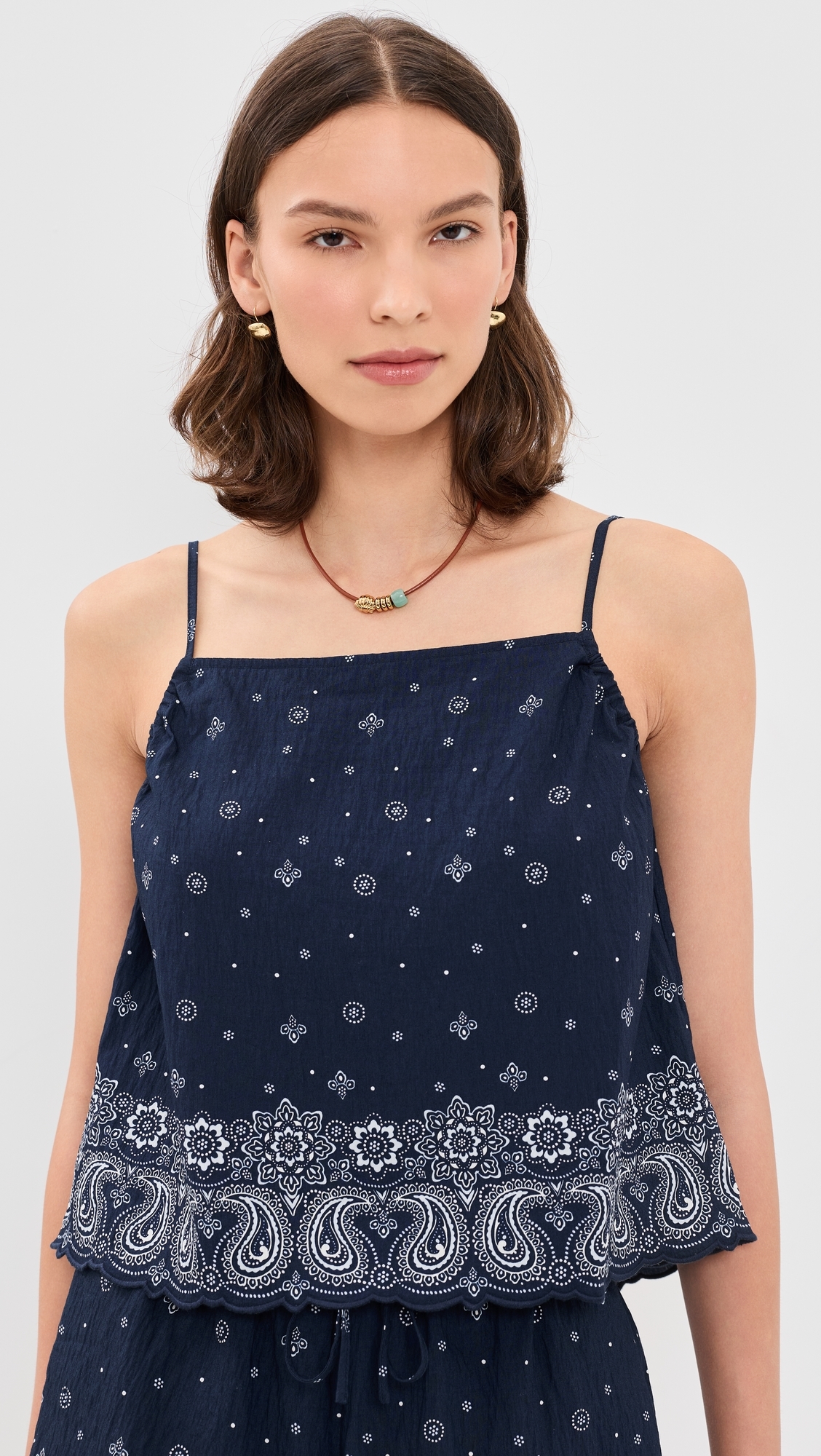X Shopbop Marel Top In Linen Rayon Bandana Mix White