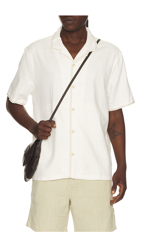 Marine Layer Embroidered Resort Shirt in White. L. Also in M, S, XL/1X