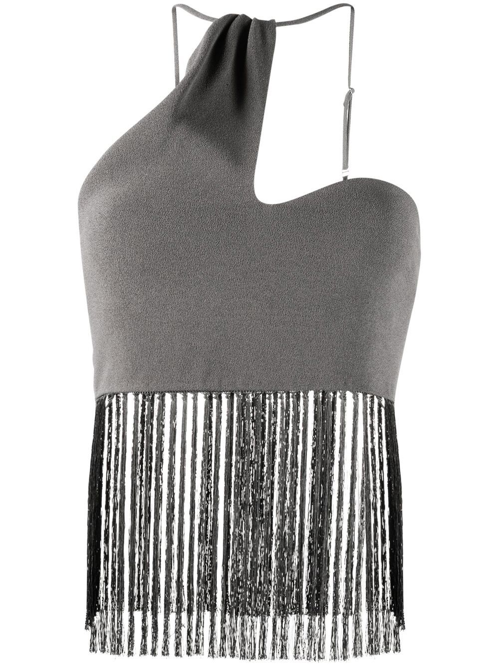 Asymmetric fringed-edge top - Grey