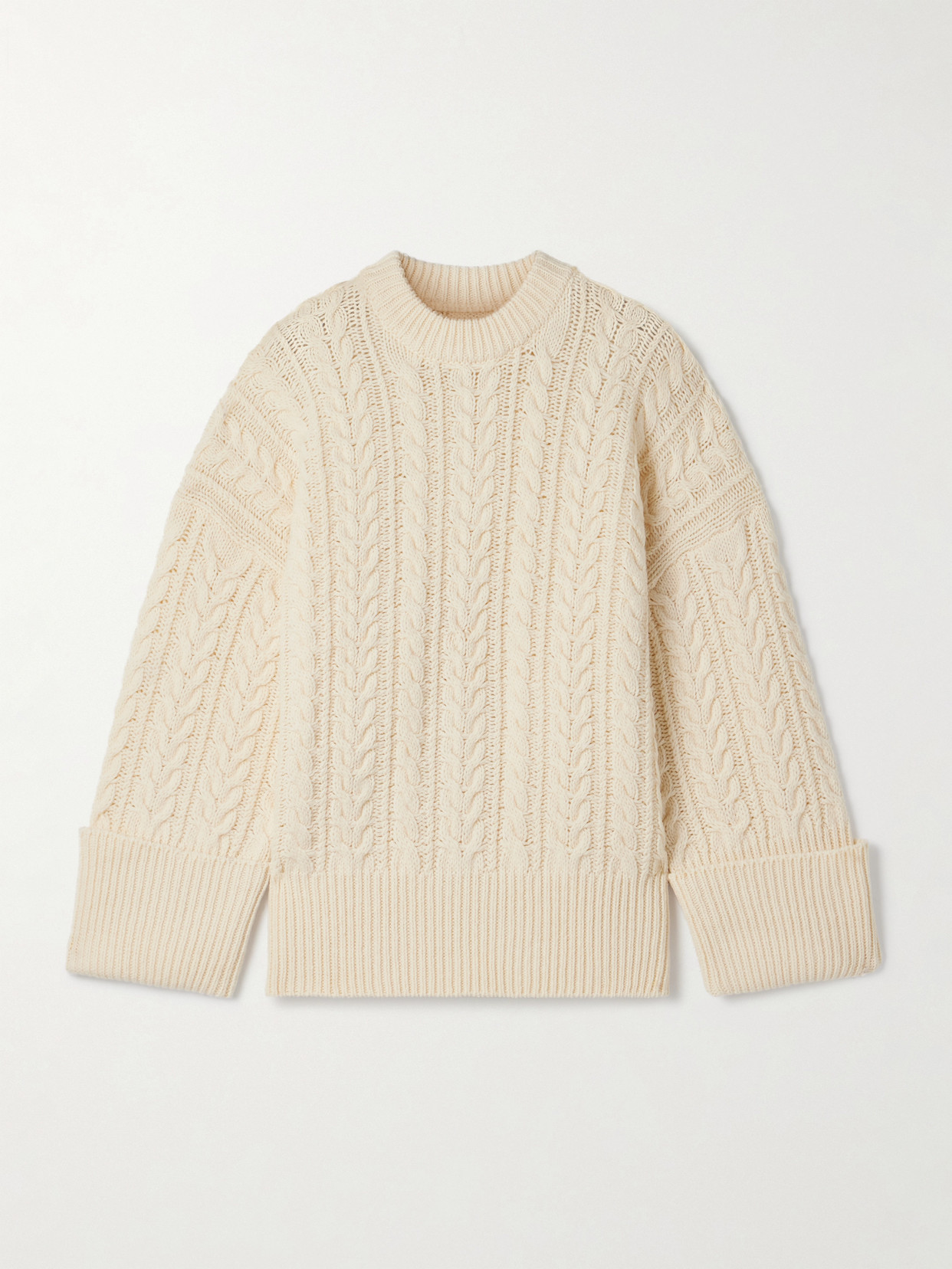 Oversized Cable-knit Wool-blend Sweater - Ivory