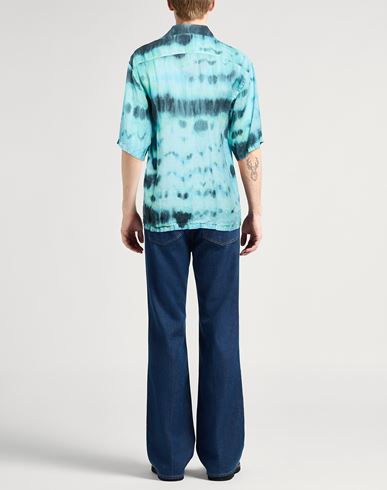Man Shirt Turquoise Size 3XL Linen