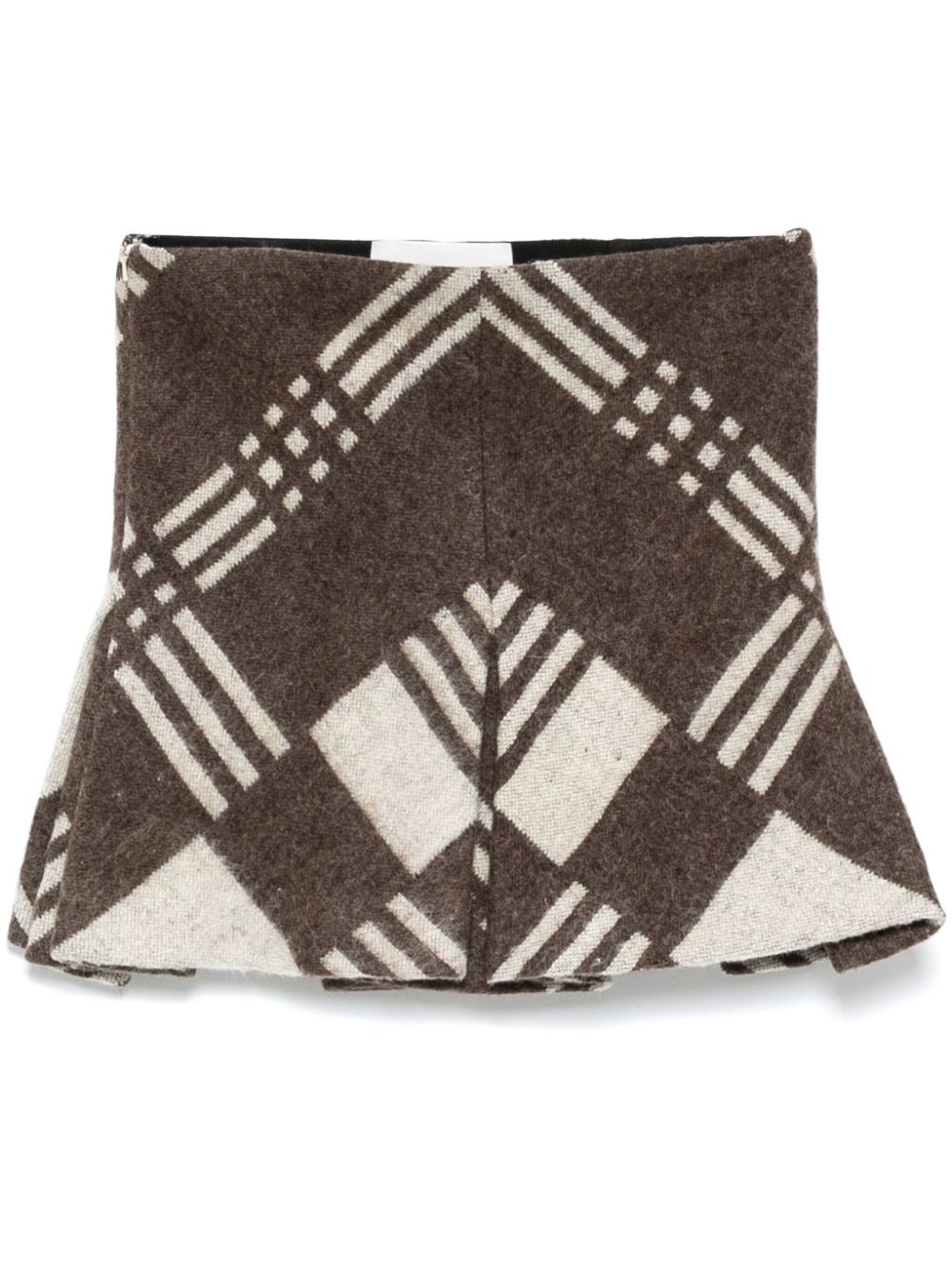Reconstituted military blanket pleated skirt - Brown