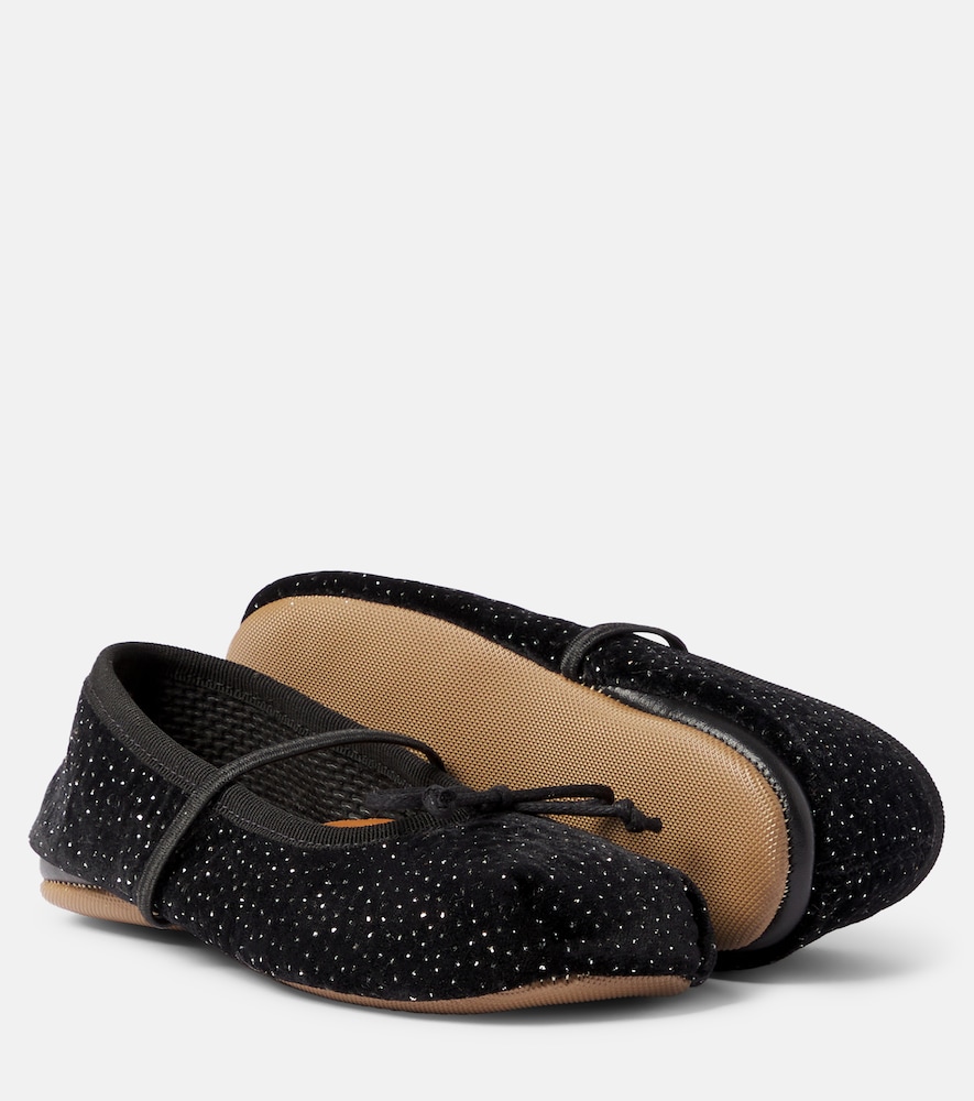 PèPè Embellished velvet ballet flats